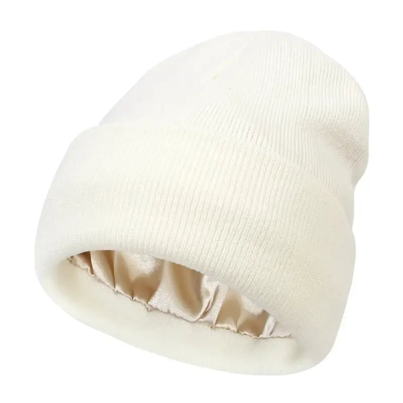 Bonnet d’Hiver en Satin - Blanc - Bonnet