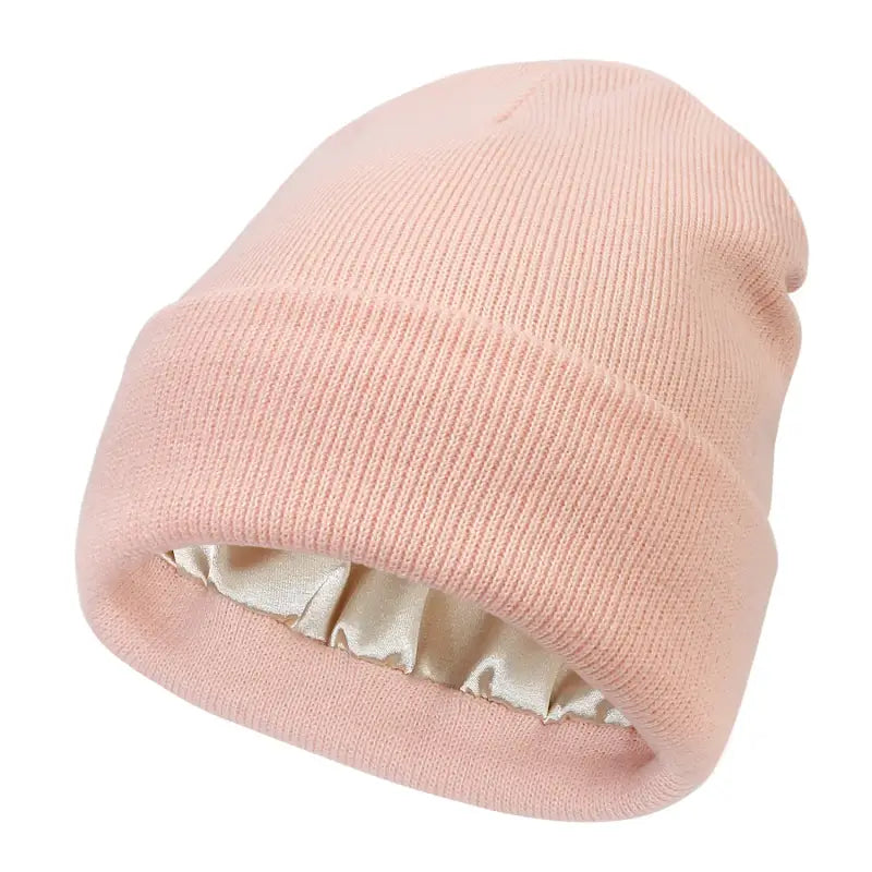 Bonnet d’Hiver en Satin - Rose - Bonnet