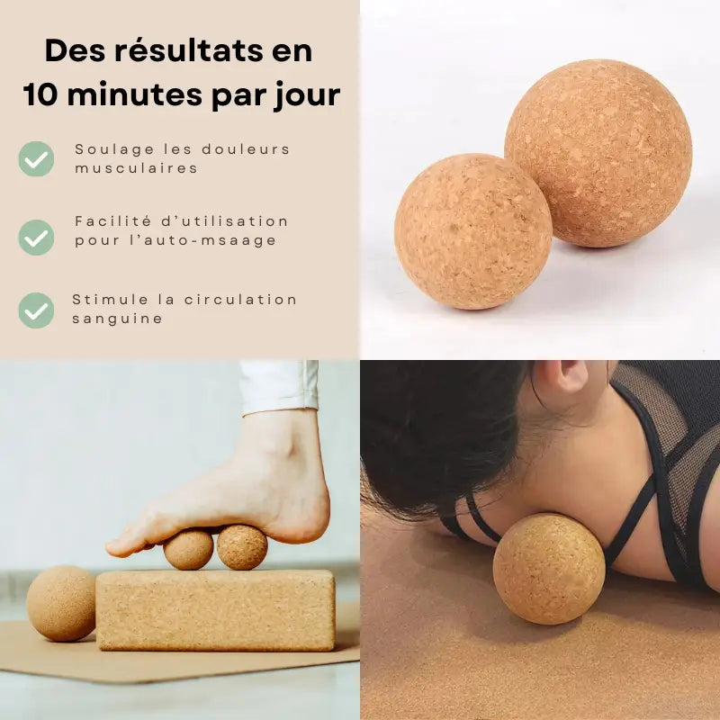 Pack 2 Boules de Massage en Liège - Spécial Dos et Pieds