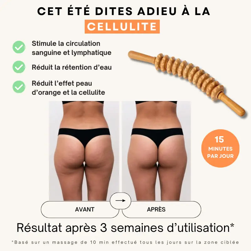 Rouleau de Massage en Bois - Spécial Corps et Cellulite